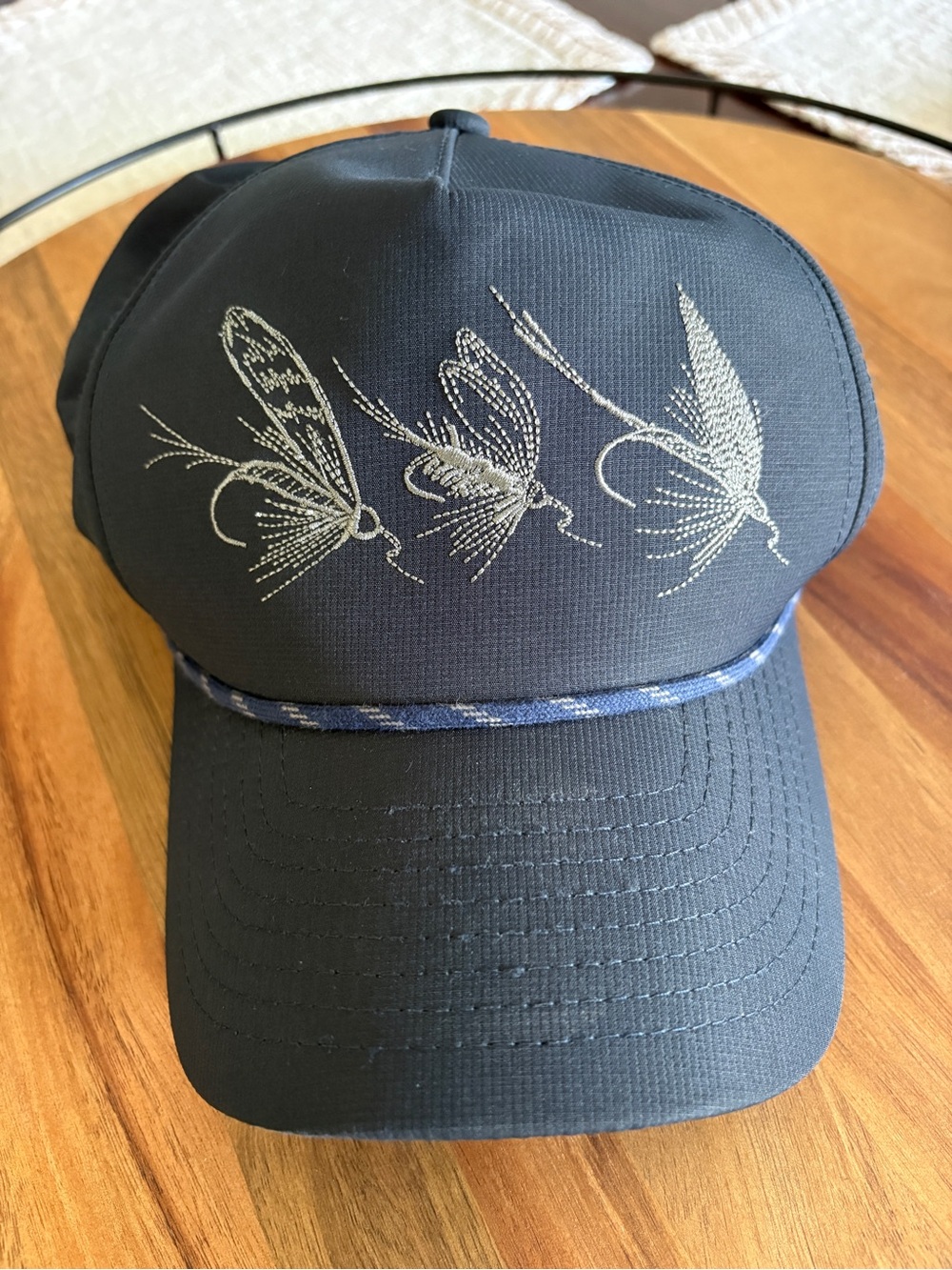 Dark Navy Embroidered Fly Fishing Cap